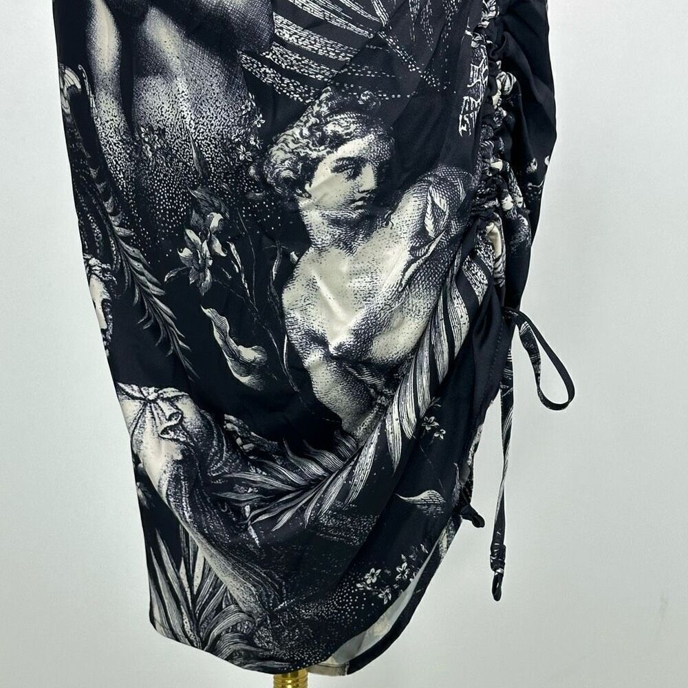 NEW Current Mood Laws Of Nature Monochrome Renaissance Ruched Mini Dress Large - Picture 7 of 11